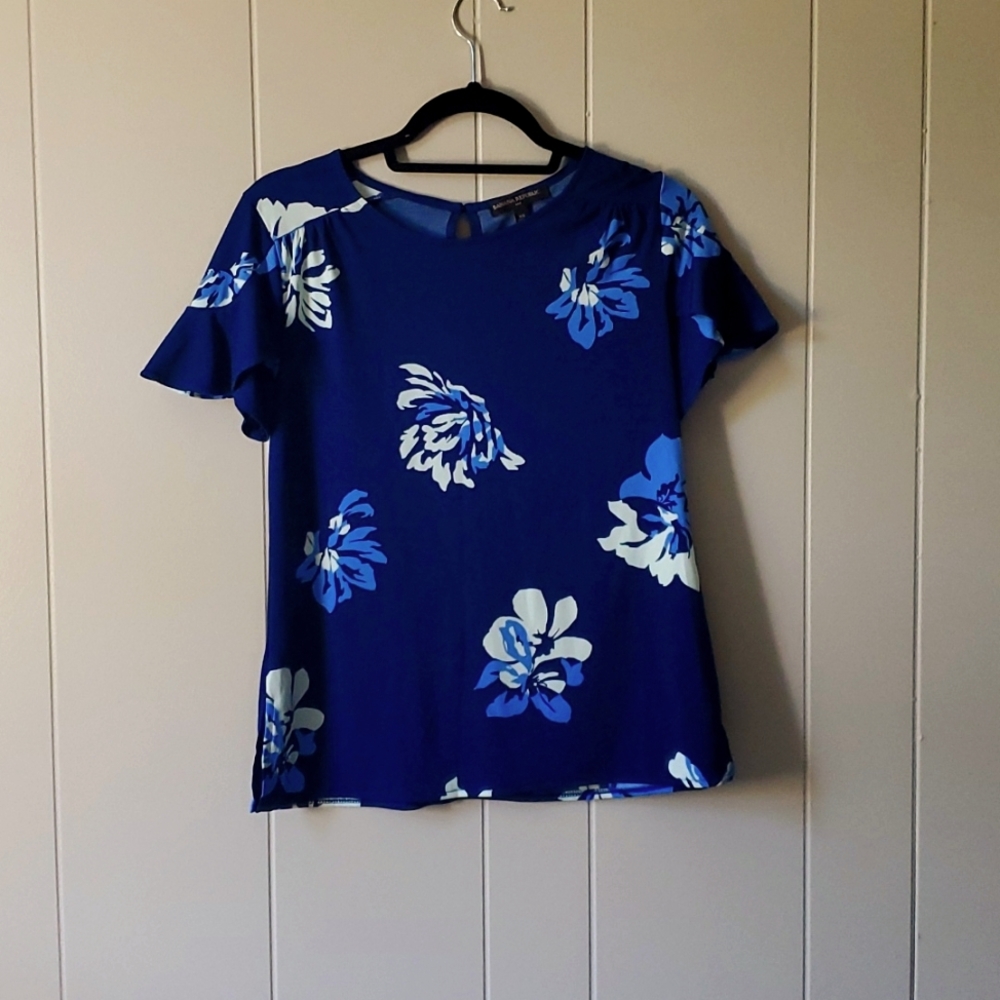 Banana Republic ruffle-sleeved floral top.